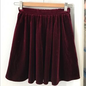 Velvet skater skirt in deep red