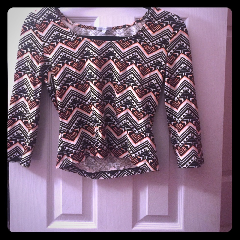 Tribal long sleeved crop top