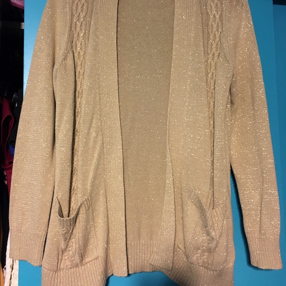 Tan gold glitter cardigan