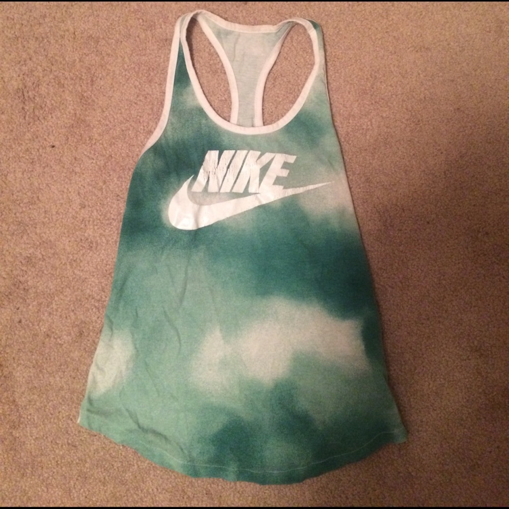 Green and white Nike tank