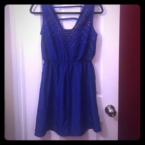 Blue dress with gold embellishments