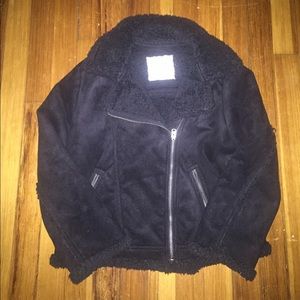 Black Abercrombie kids shearling coat