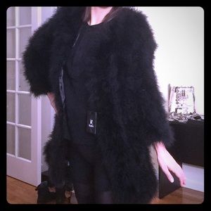 Fluffy black fur coat