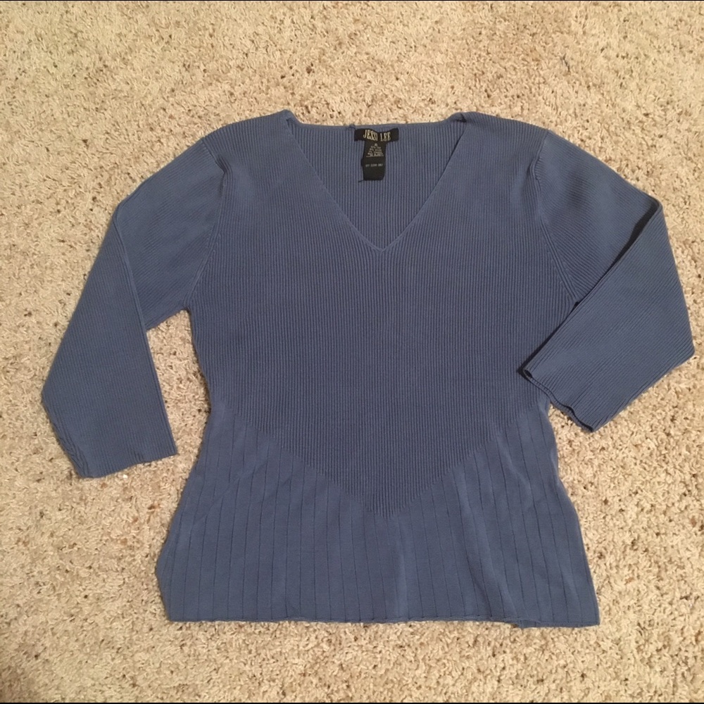 ✨(XL) SKY BLUE RIBBED SWEATER