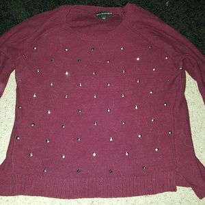 Rock & Republic maroon  embellished sweater, L. EUC.