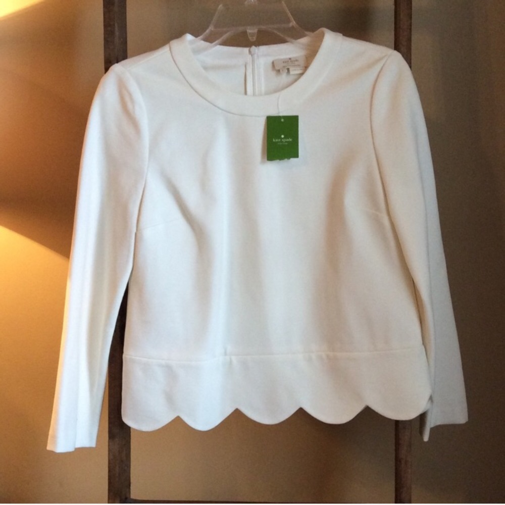 NWT Kate Spade Scallop Ponte Top