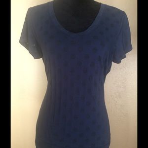 Navy V-Neck Shirt - Polkadots partially see-thru.