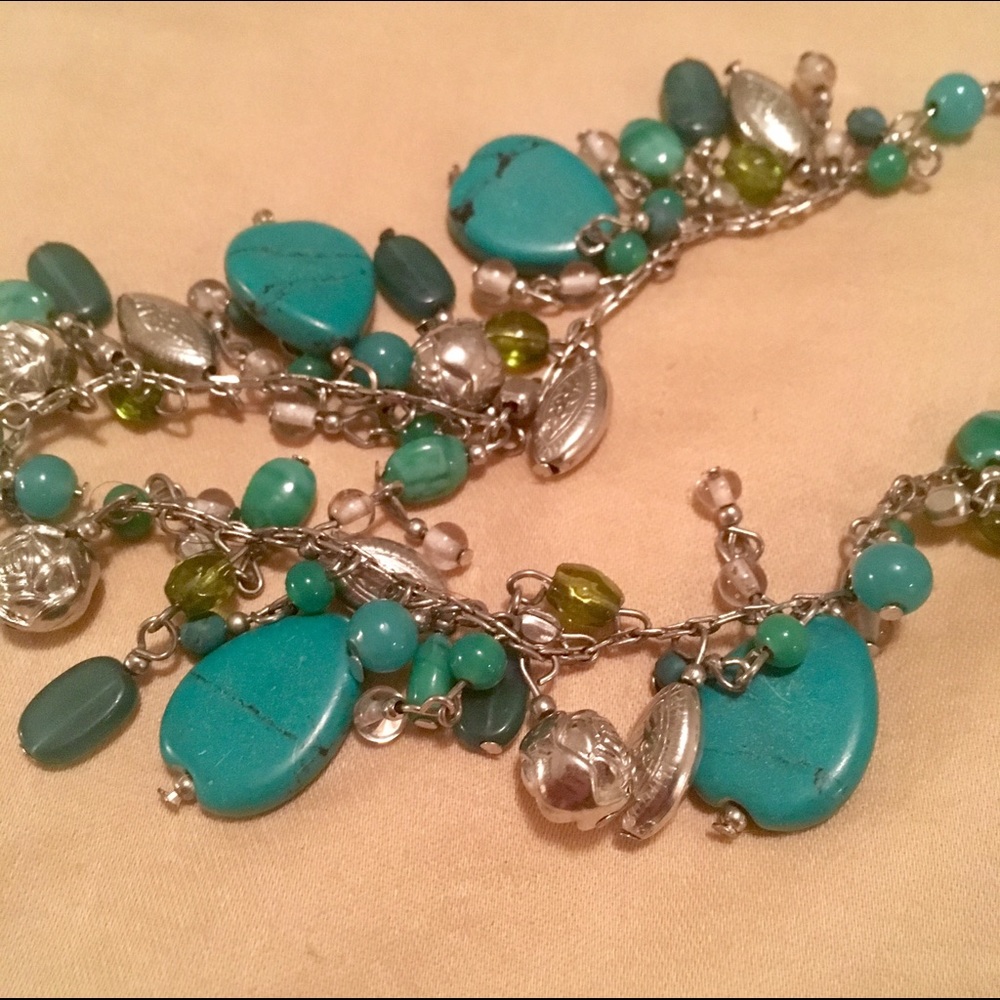 India-handcrafted Drops of Teal Necklace