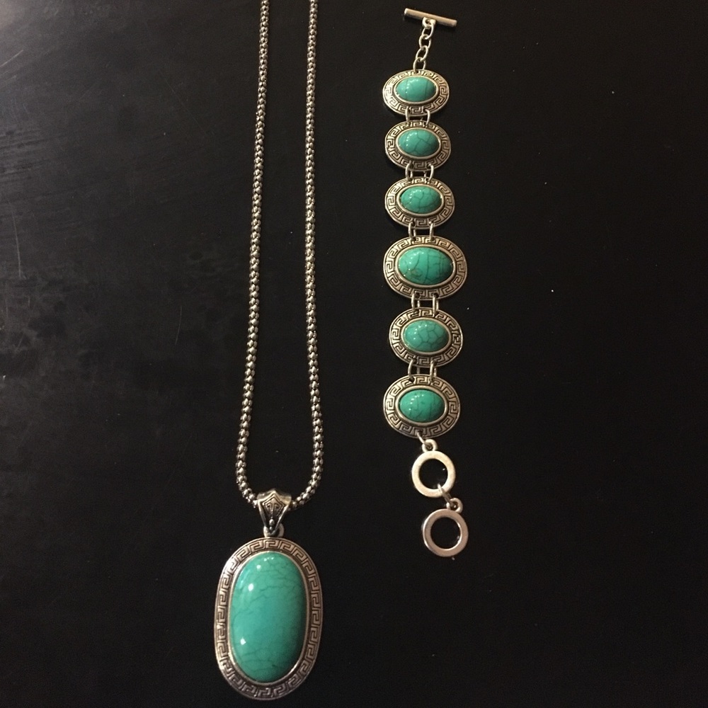Lucky Brand Turquoise Necklace & Bracelet