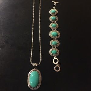 Lucky Brand Turquoise Necklace & Bracelet