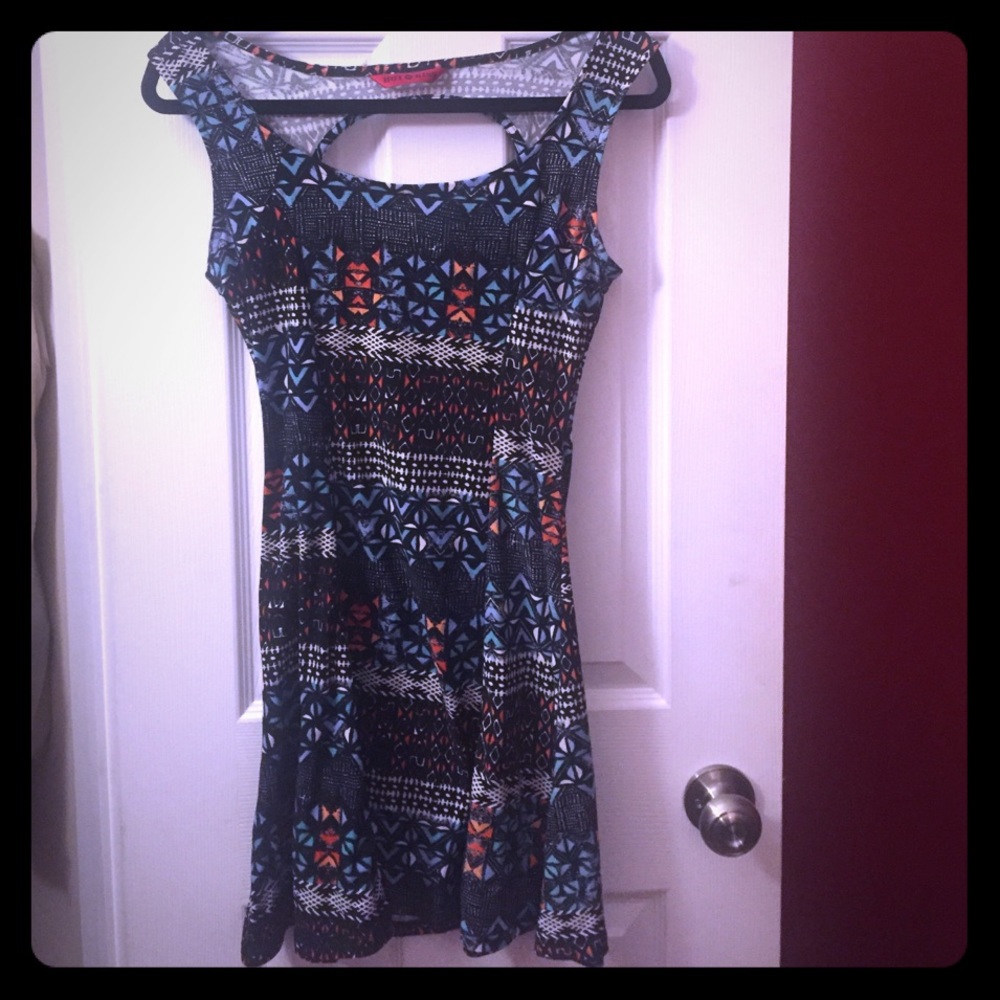 Tribal blue print skater dress
