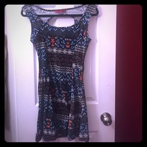 Tribal blue print skater dress