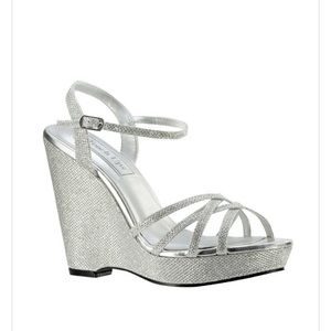 Shimmery quarter strap wedges
