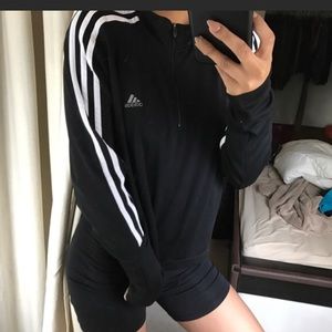 Black and white striped Adidas zip up
