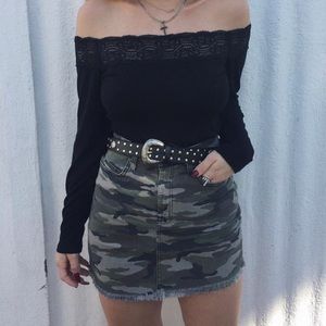 Black off the shoulder top