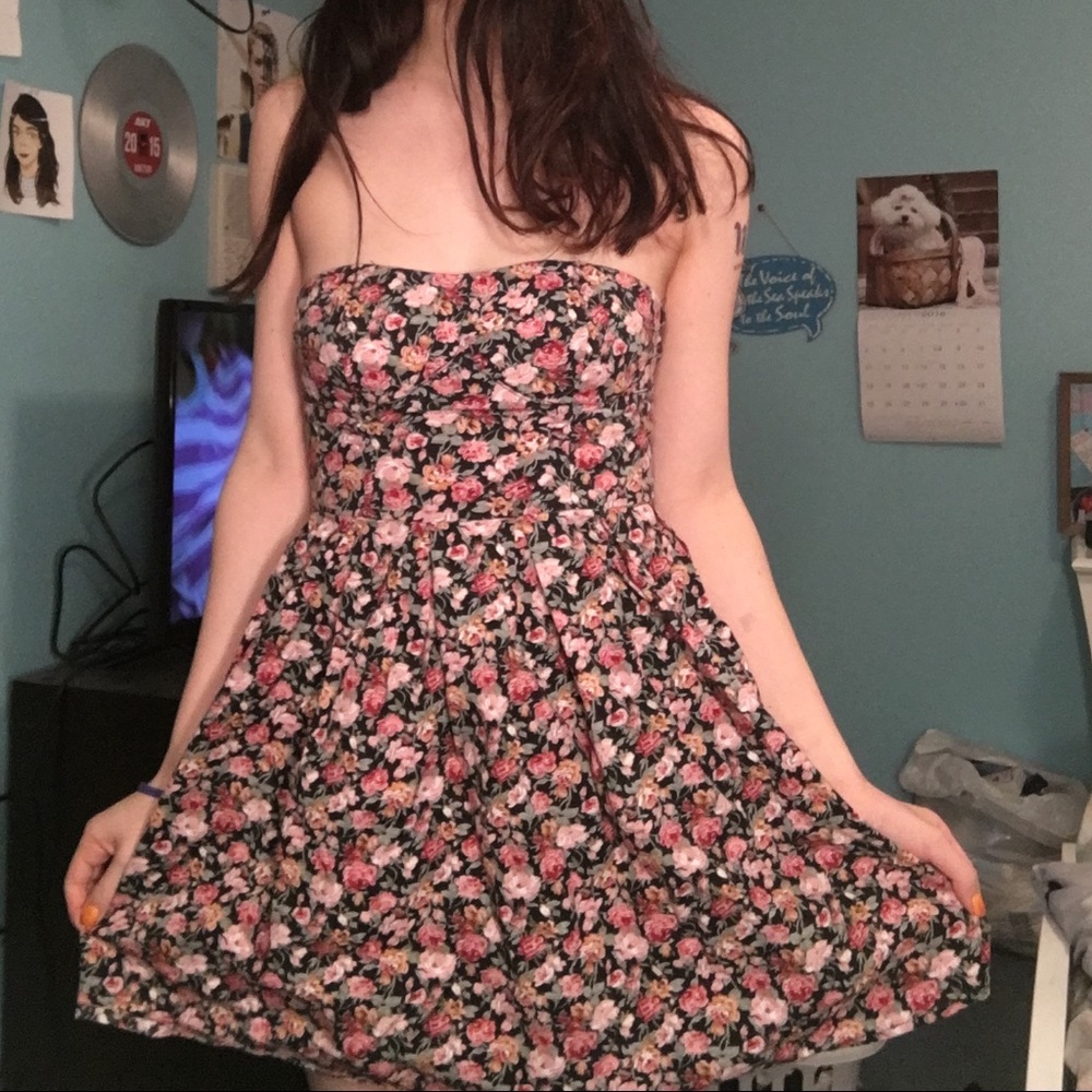 Strapless floral dress