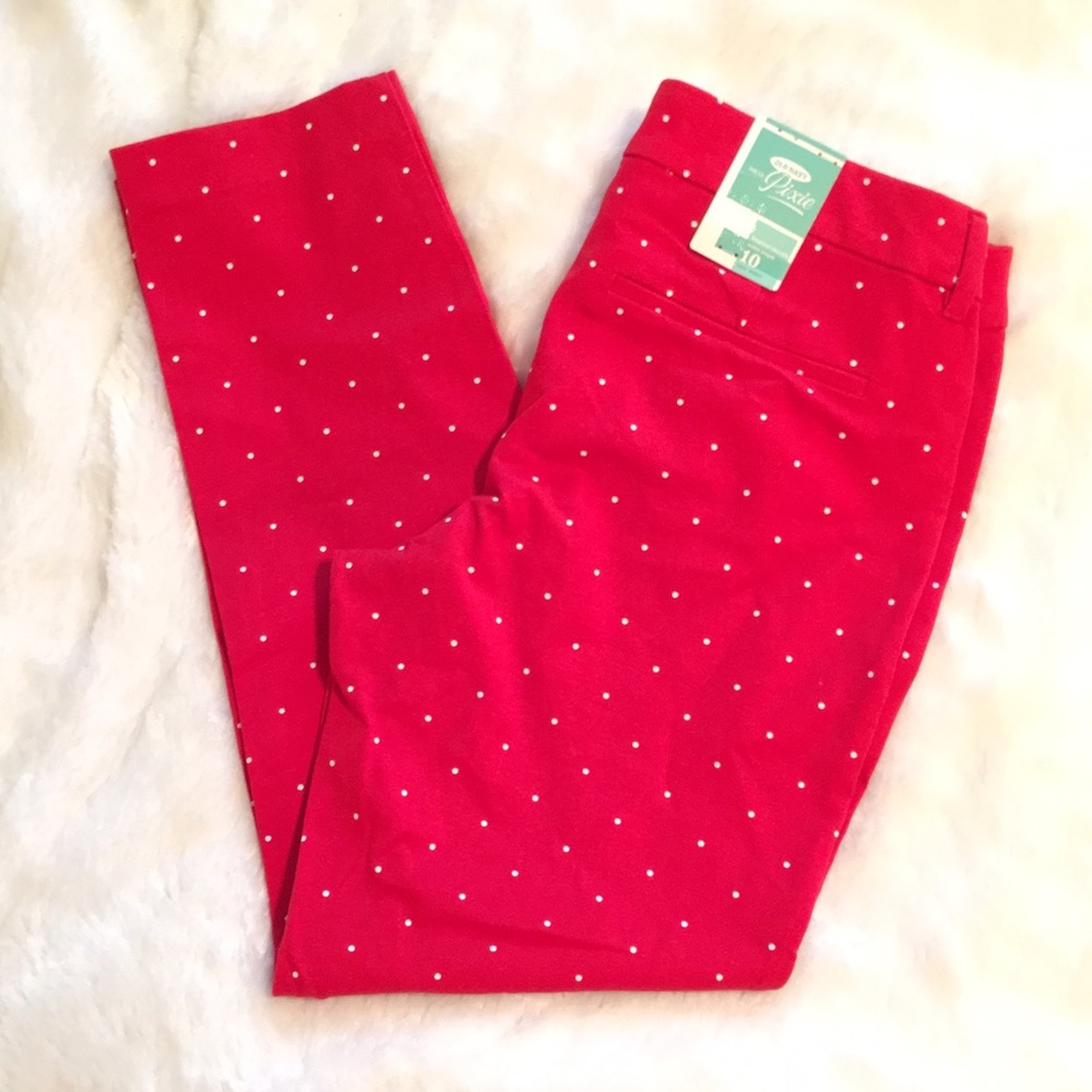 SOLD Red Polka Dot "The Pixie" Ankle Length Pants - Picture 1 of 5
