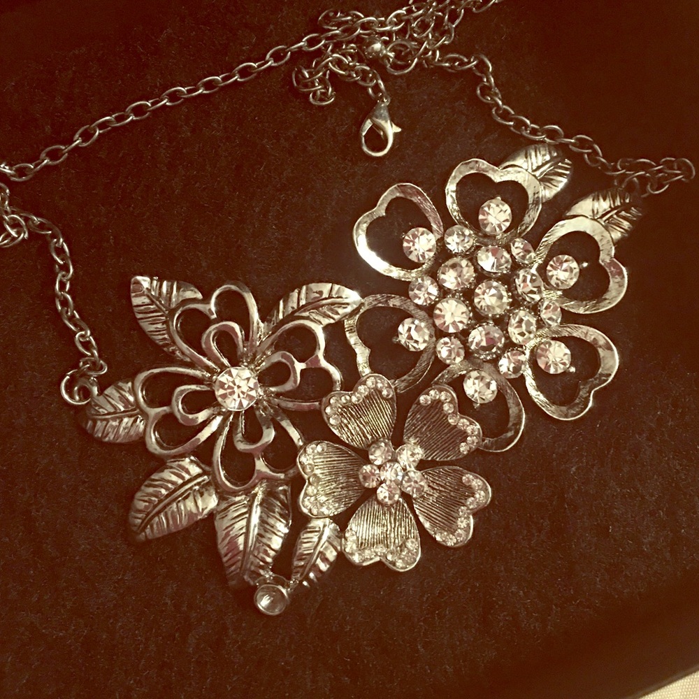 Silver Floral Statement Necklace