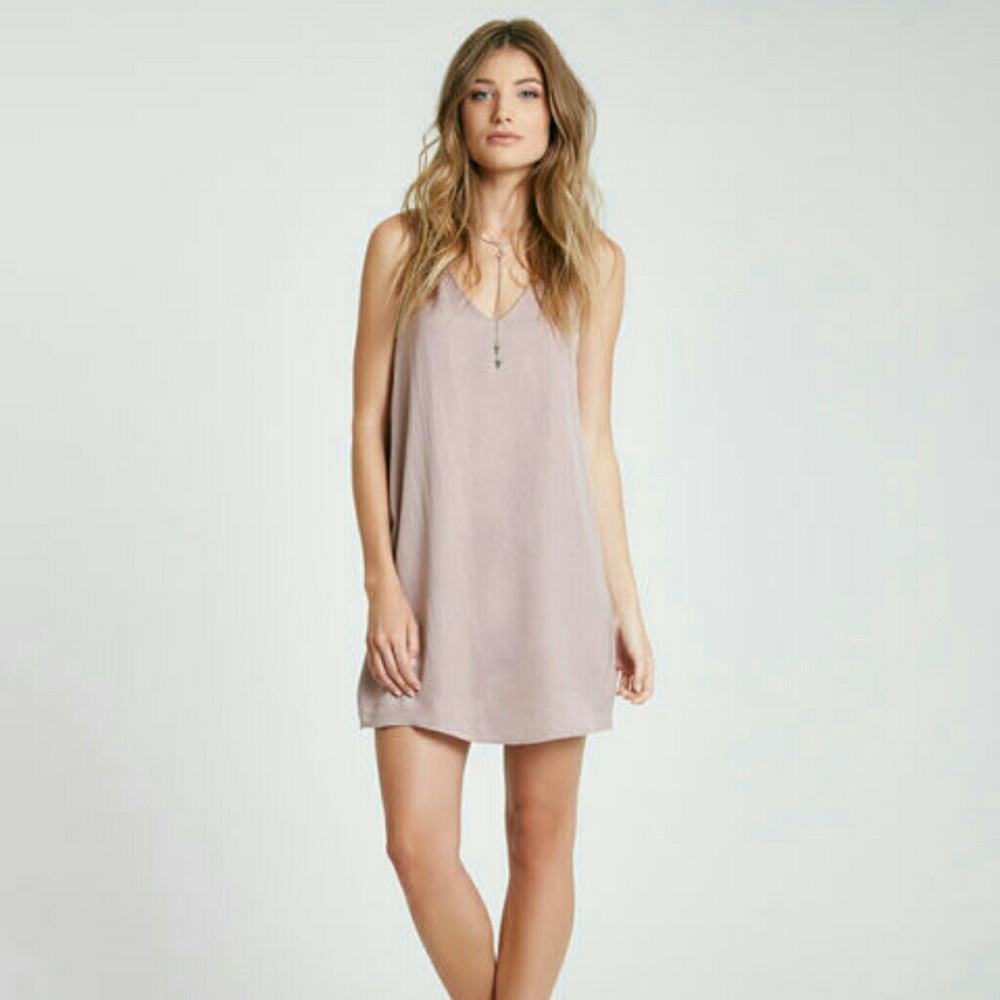 XSOLDX Low V-Back Silver Satin Slip Dress
