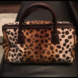 Faux leopard doctor's hand bag