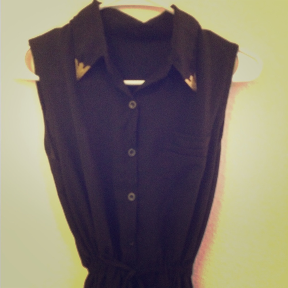 New Collared Adjustable Black Dress