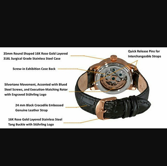 NWT $645 STUHRLING Original Automatic ladies watch main image 4