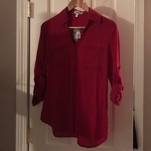 Red/Maroon Express Classic Portofino blouse