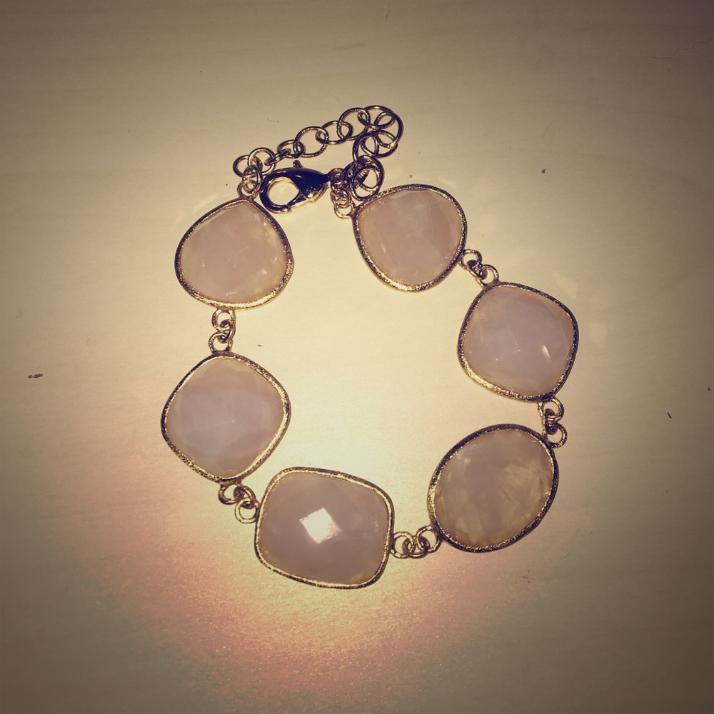 Rivka Friedman Rose Quartz and 18k Gold Bracelet