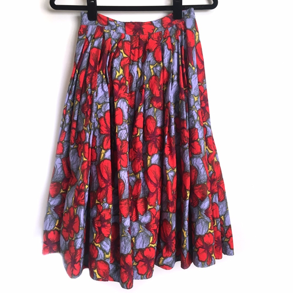 H&M Bright Floral Midi Skirt size 4