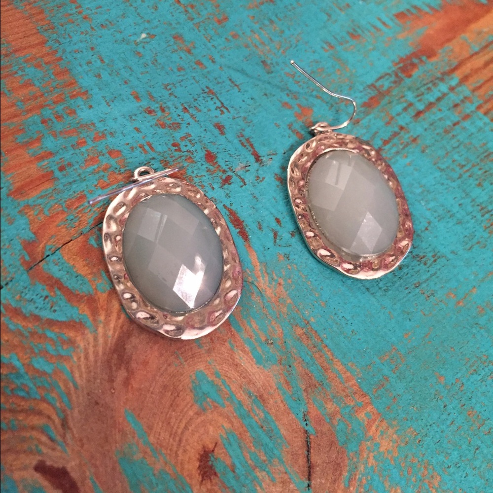 Silver and blue earrings