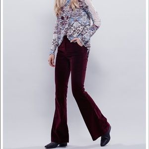 Free people royal blue oxanna velvet flared pants