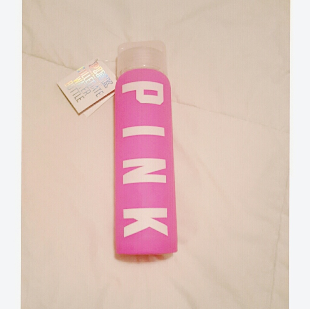 VS Pink 🦄  Glass Water Bottle with Rubber Sleeve