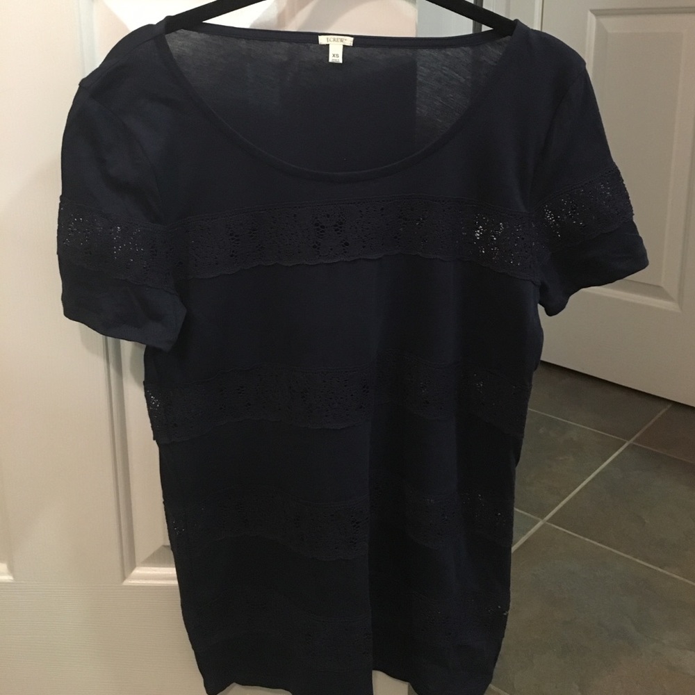 J.Crew navy lace panel top