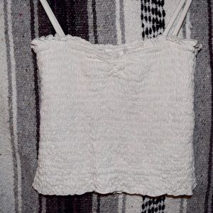 White Ruffled Crop Top Brandy Melville