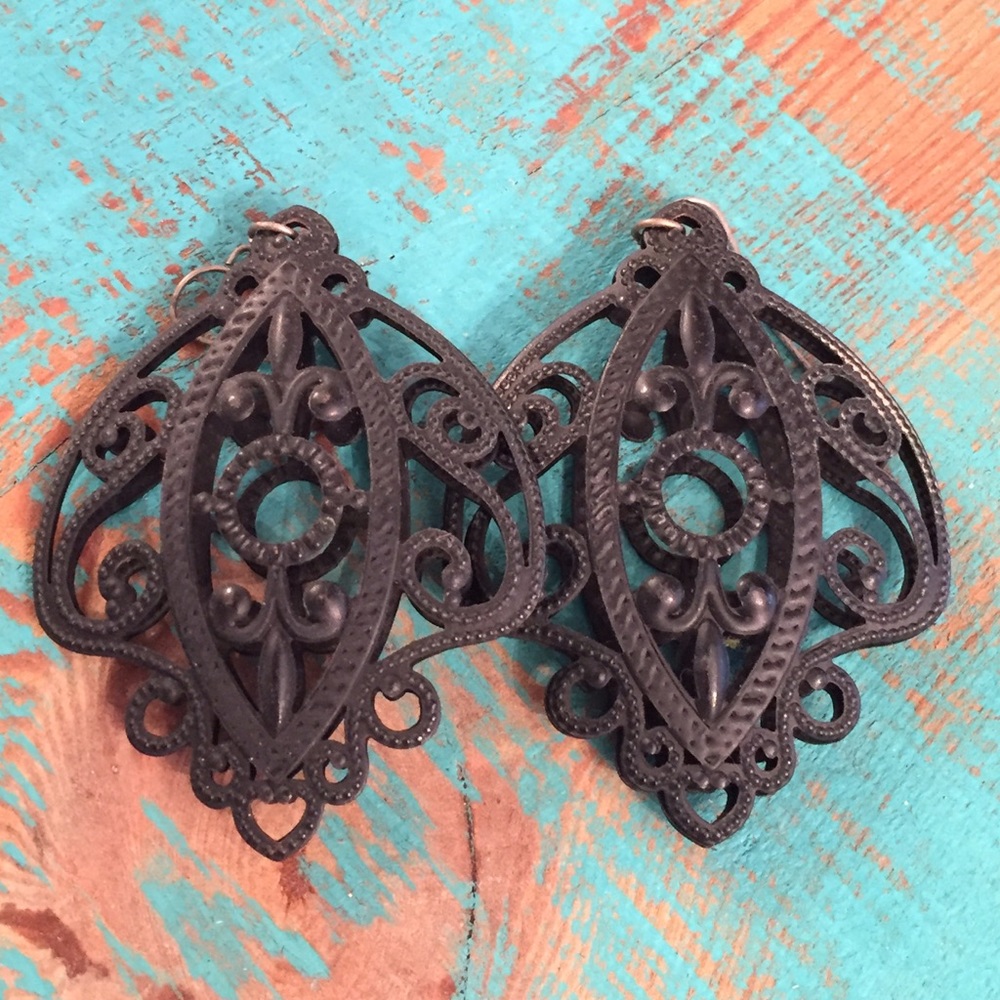 Black lace earrings