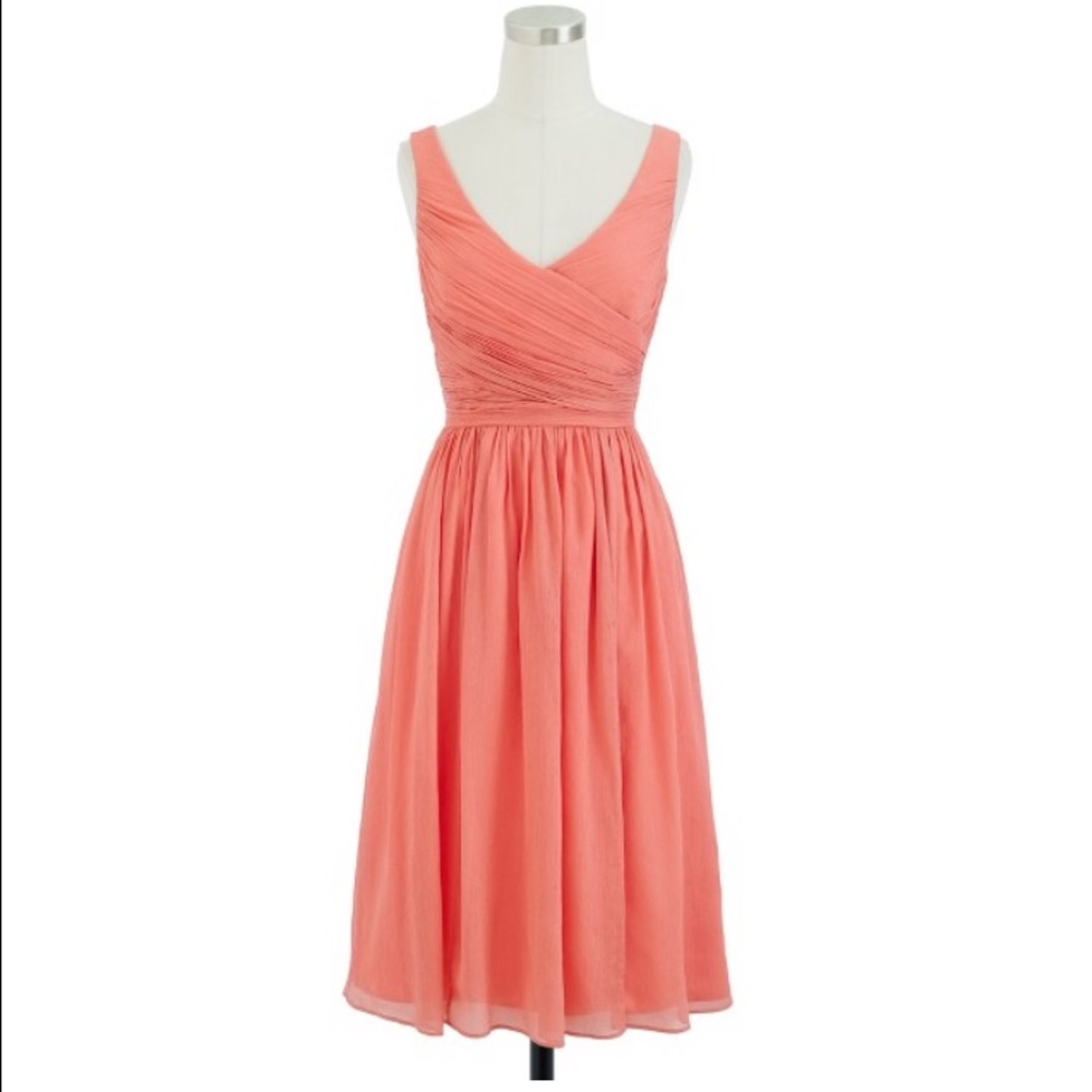 NWT 2P J. Crew Heidi dress in silk in bright coral