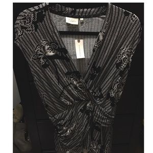 Deletta Draped Lorine Faux Wrap Floral Top NWT