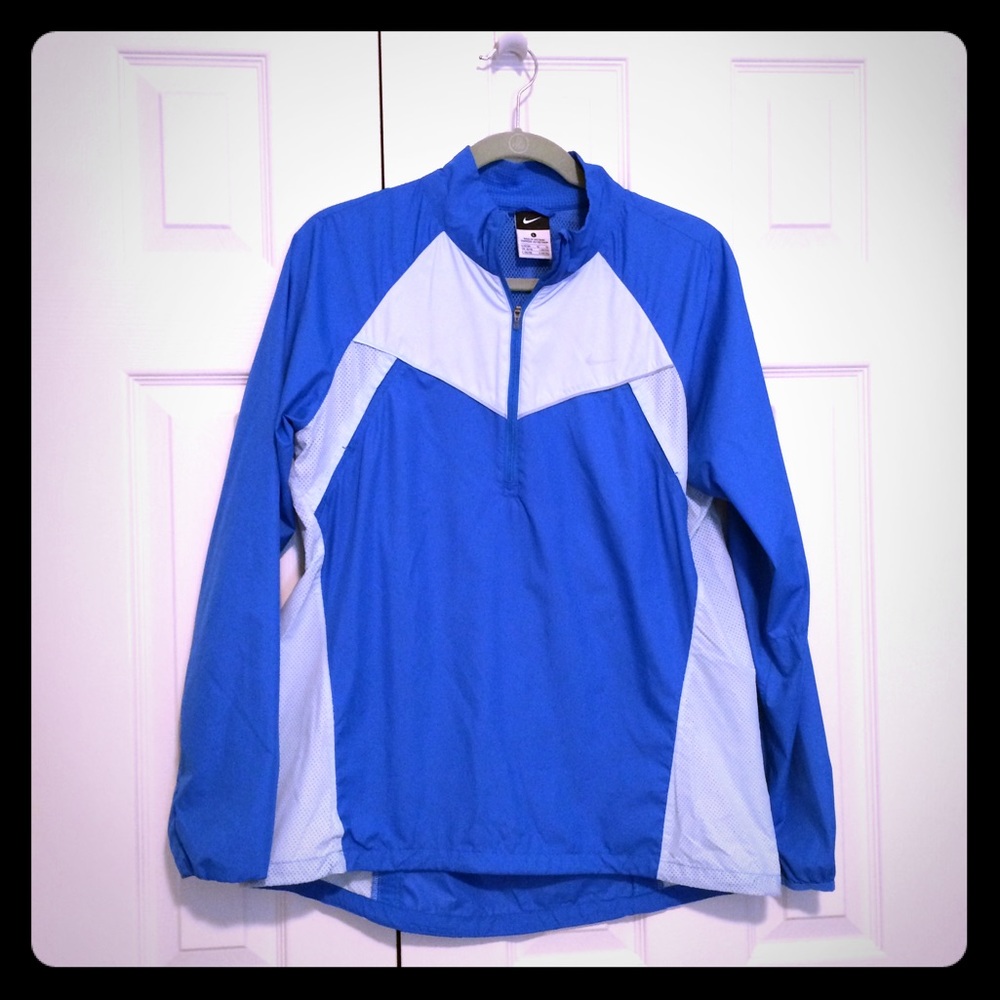 nike light weight jacket blue dry fit half zip L