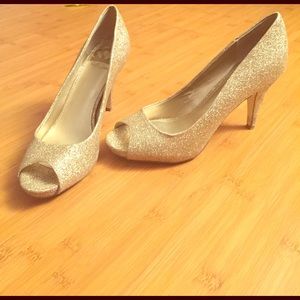 Gold sparkly heels