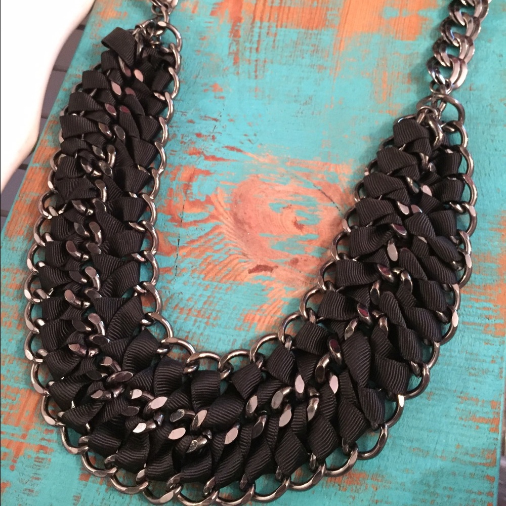 Material and metal necklace