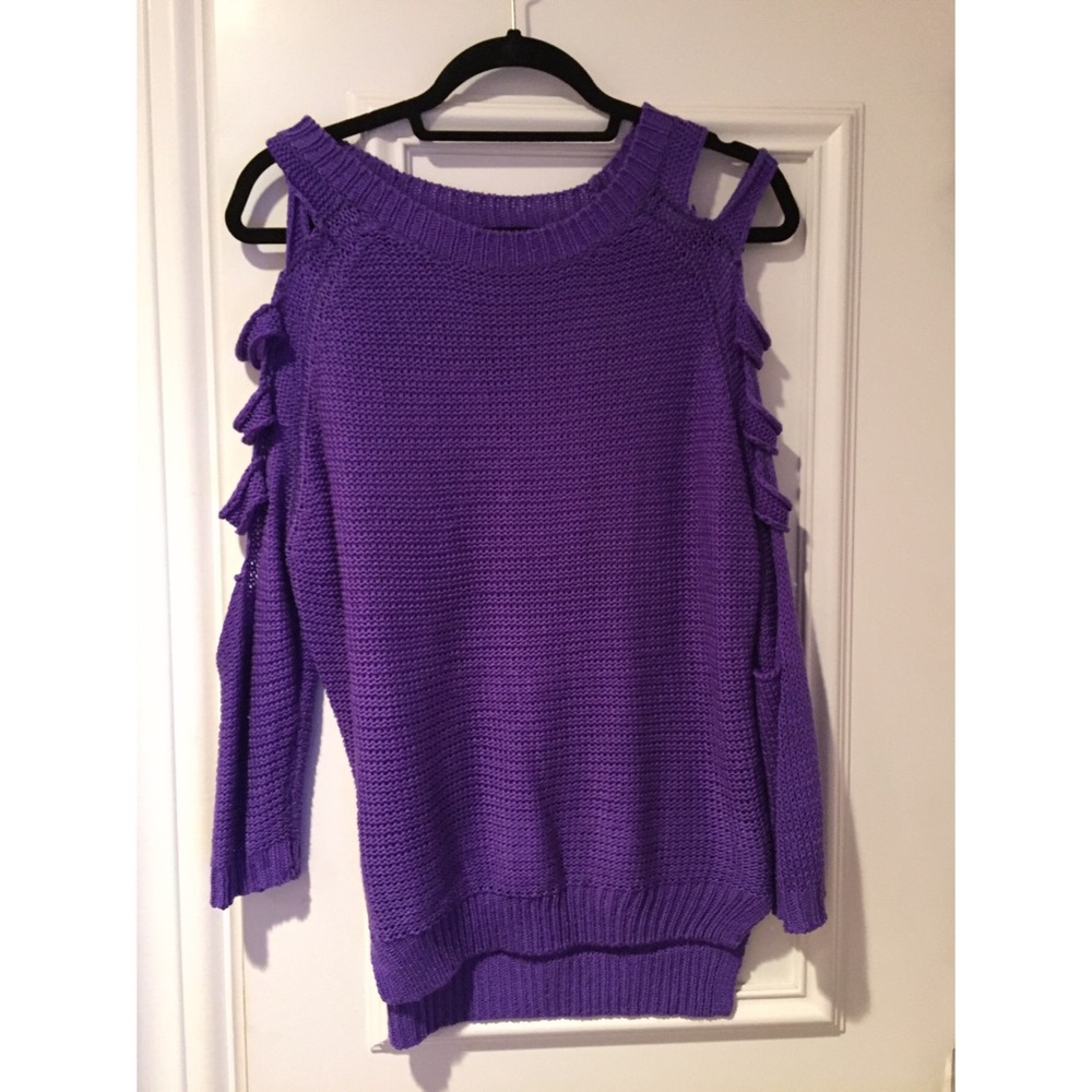Trendy, Purple Cold-Shoulder Sweater