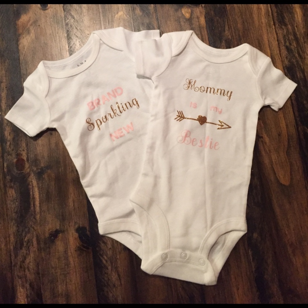 2 custom made Onesies-brand new 0-3 month