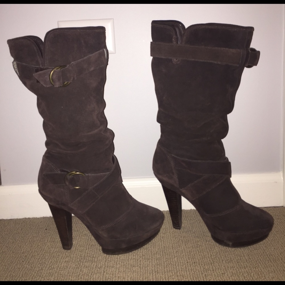 Suede heeled boots