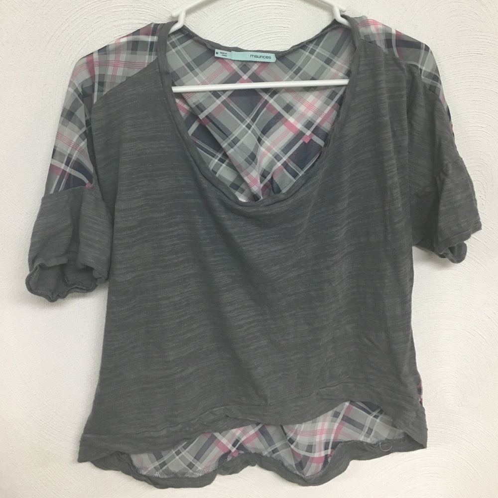 Adorable crop top with plaid sheer back