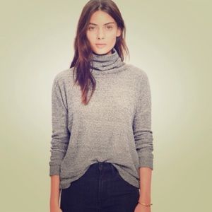 Madewell Cotton/Silk Grey Turtleneck Sweater