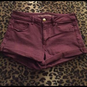 American Eagle Burgundy high waisted shorts