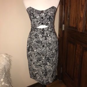 Rachel Roy Tropical Print Strapless Dress w/Cutout