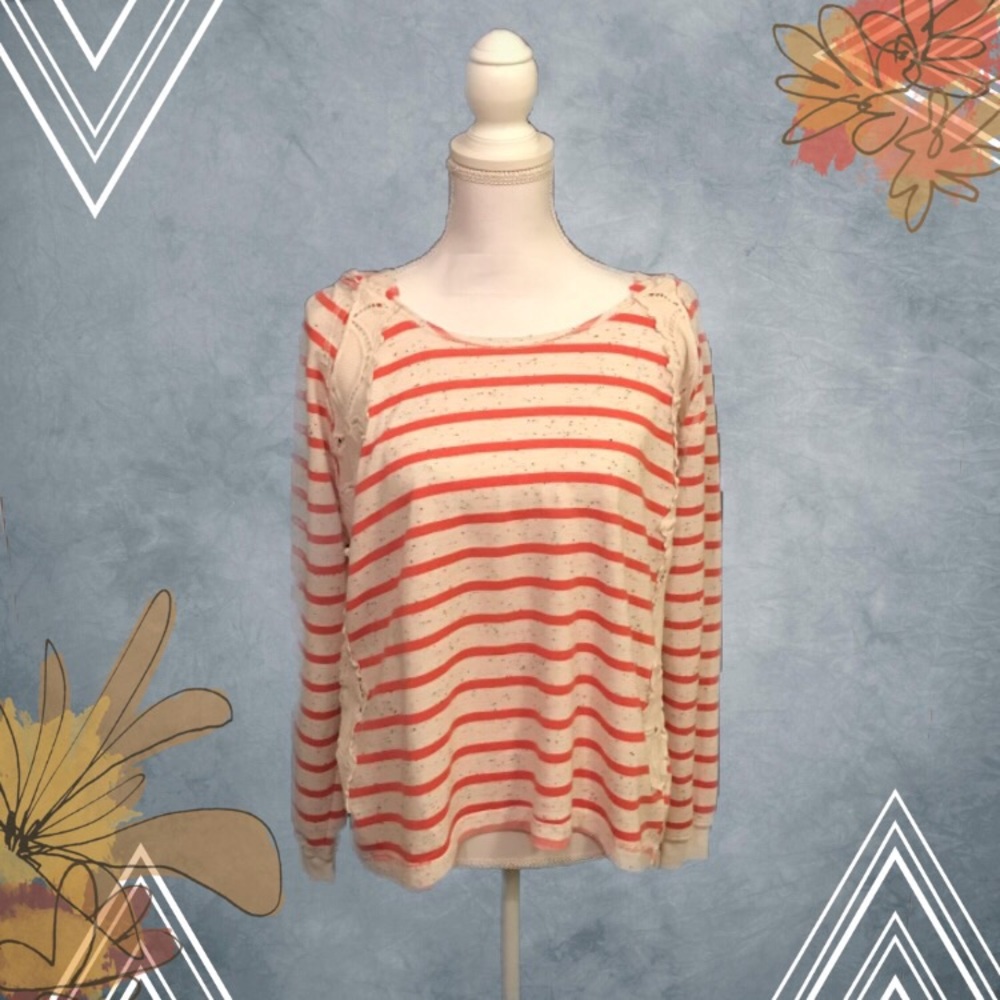 ✨Living Doll Orange&Cream Stripe Hoodie Size:M✨