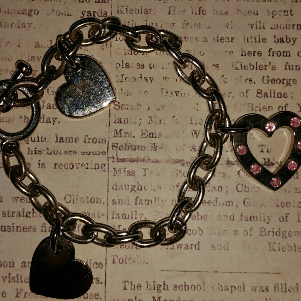 Silver heart charm bracelet