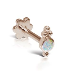 14k Rose Gold Opal Threaded Stud